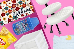 doormat, Lay's chips, bracelet making kit, sterilite, furniture, clothing