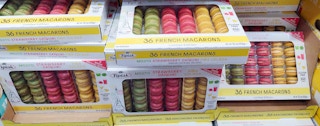cocktail flavored macarons in package on a shelf at costco