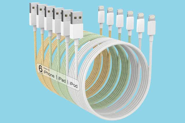 Pay Only $4.39 for 6 iPhone Charger Cables on Amazon card image