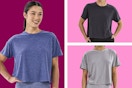 Blue, Black & Gray Buttercore Cropped Tees (for women) from the brand Athletic Works at Walmart