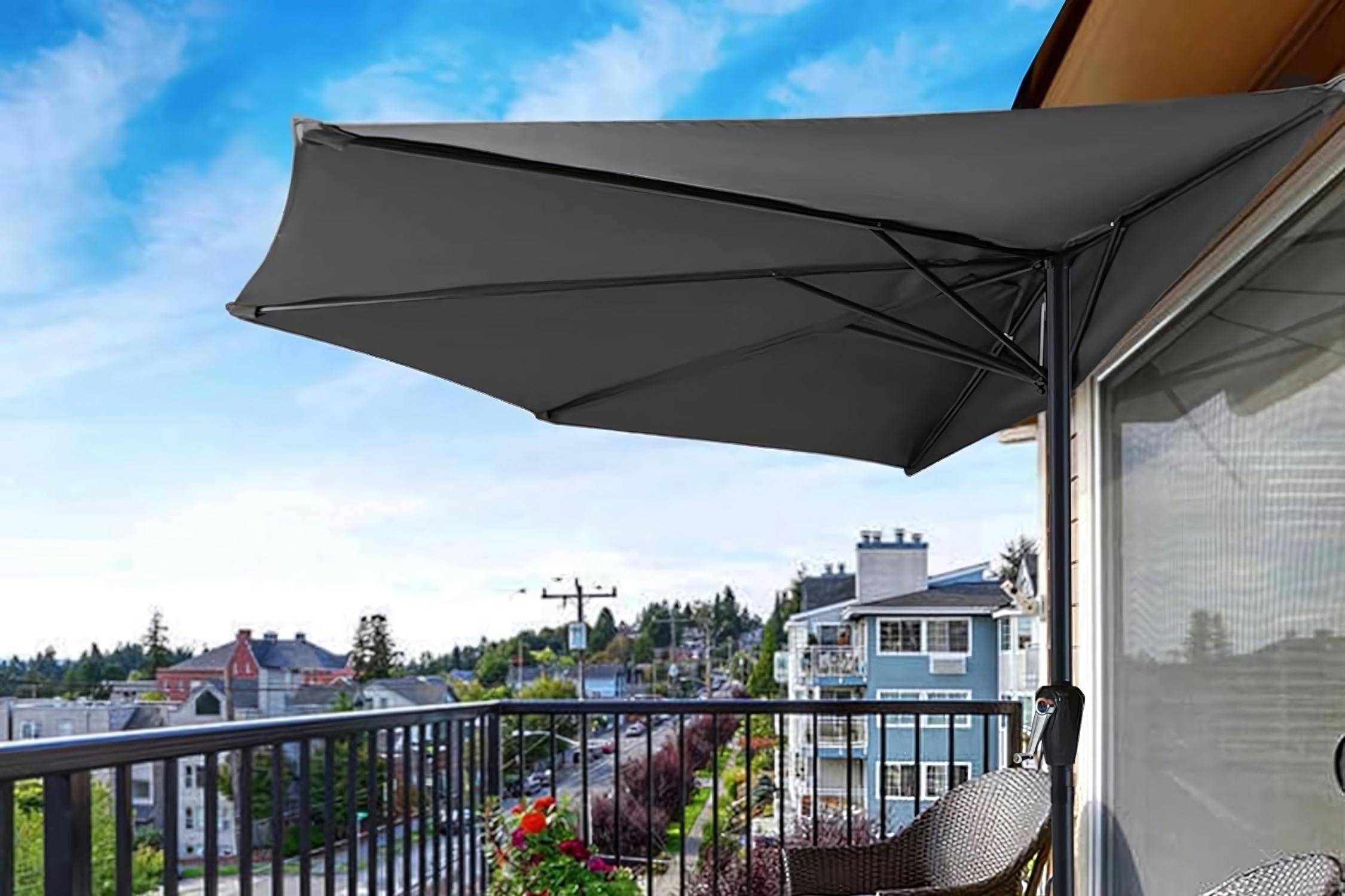Garden Reflections 9' HalfRound Patio Umbrella, 16.99 Shipped at QVC