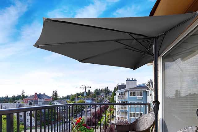 Garden Reflections 9' Half-Round Patio Umbrella, Just $25 Shipped at QVC card image