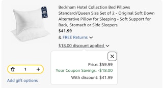 pillow Amazon receipt