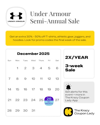 Under Armour Semi annual sale december 2025