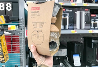 walmart bodum pour over coffee maker hand holding