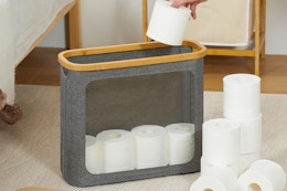 Toilet Paper Storage With Lid, Only $11.99 After Stacking Amazon Discounts card image
