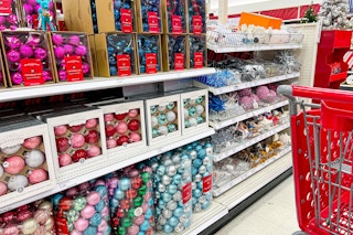 ornament sets sitting on a target shelf