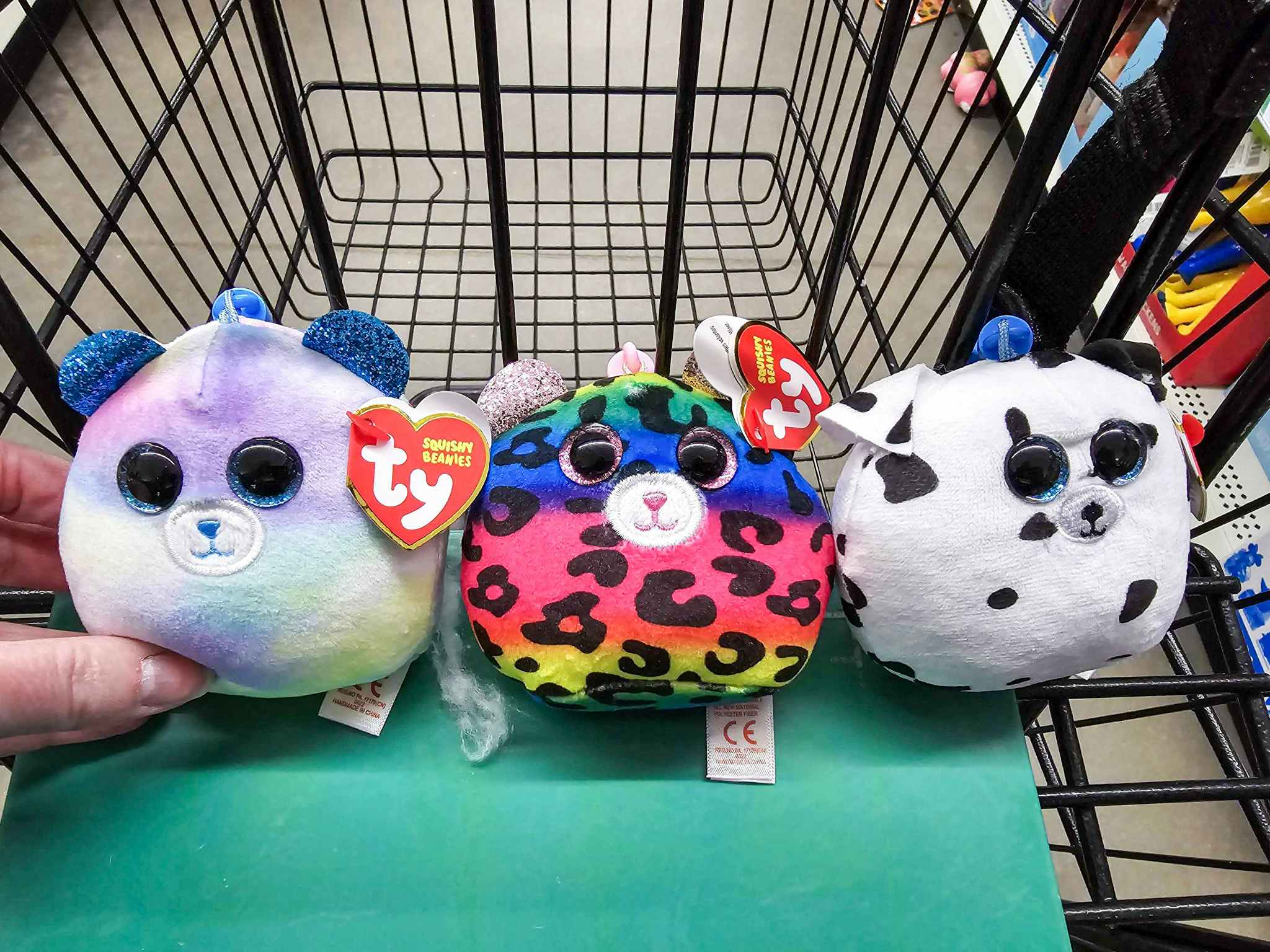 3 ty squishy beanies in a cart