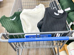 Three Time and Tru Women's Sweaters in Walmart shopping cart