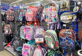 backpacks on display at walmart
