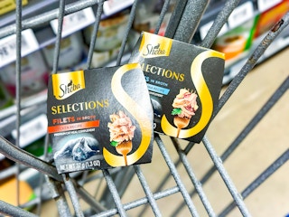 Sheba Selections Filets cat food in a cart
