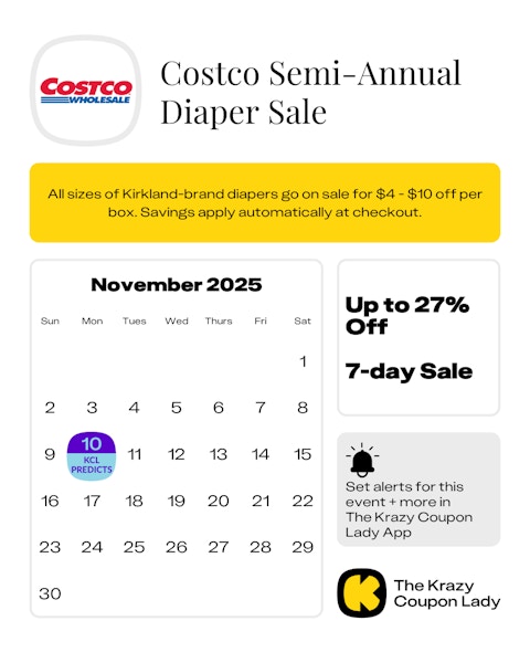 Costco Diaper Sale predicted start date of November 10, 2025