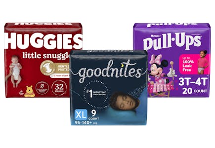 3 Huggies, Pull-Ups, and/or Goodnites