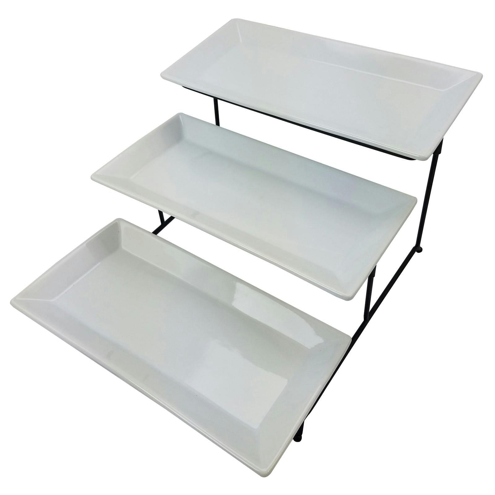 3-Tier Plate Set with Metal Stand