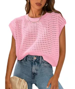 Women's Crochet Cap Sleeve Sweater