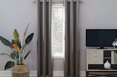 blackout curtains hanging in a room