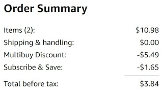 an amazon order summary ending in $3.84