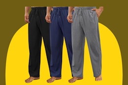 Men's 100% Cotton Lounge Pants 3-Pack B0FDWVF75Z black navy grey