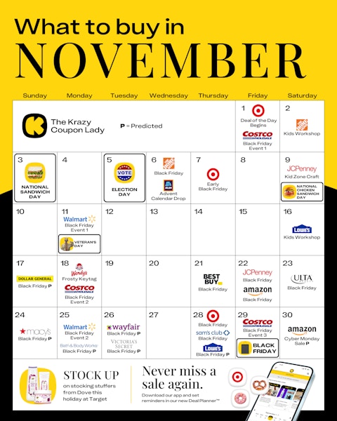 calendar of retail events and what to buy in November 2024