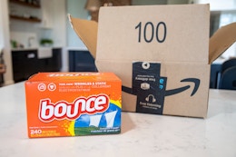 Save $10 Amazon Promotion: Get 4 Bounce Dryer Sheets Boxes for $18 card image