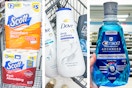 collage with scott, dove, and crest products