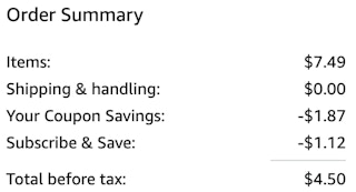 an amazon order summary ending in $4.50