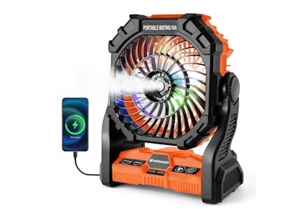 Portable Misting Fan With Light