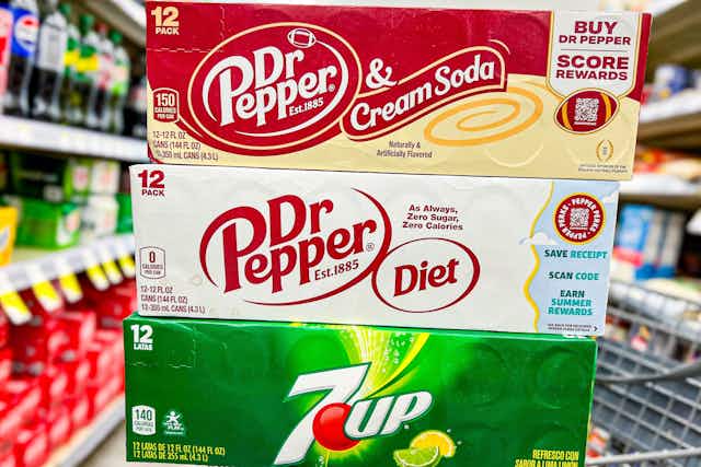 Cheap Soda 12-Packs at Walgreens: $3.99 Dr Pepper, A&W, 7UP, and More card image