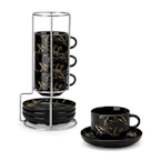 Espresso Cups with Saucers and Stand