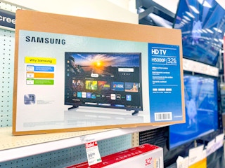 samsung tv sitting on a target shelf