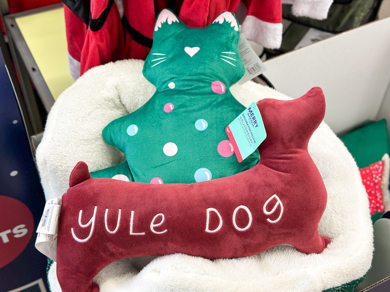 holiday pet-themed pillows