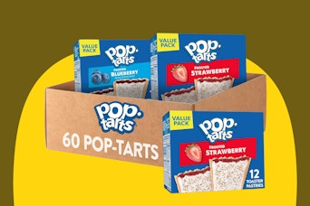 60 pop tarts, some frosted strawberry and some frosted blueberry. 5 boxes of 12, so not an even split, probably more strawberry 