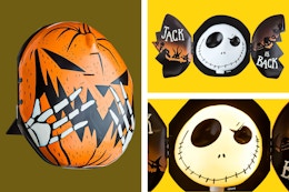 3 stock images of the Disney's The Nightmare Before Christmas Surpise Open Up LED Jack Skellington Halloween Décor