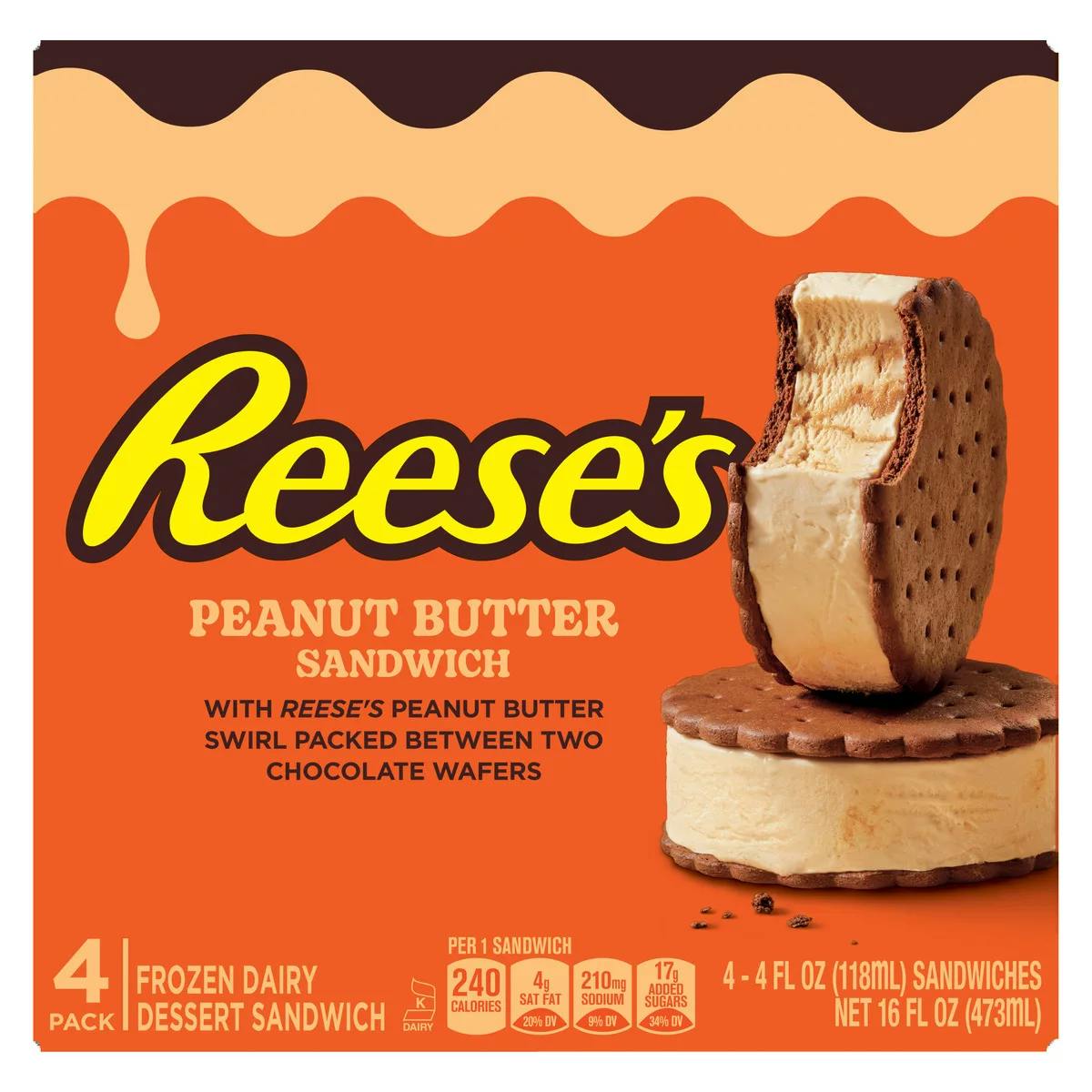 2 Reese's Frozen Dessert Sandwich Packs