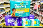 pampers and luvs products in dollar general shopping cart