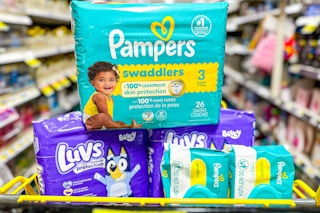pampers and luvs products in dollar general shopping cart