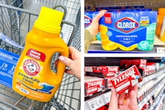 Walmart in-store photos of Arm & Hammer detergent, Clorox wipes & Tylenol 