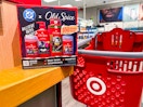 old spice gift set sitting on a table in front of parked target cart
