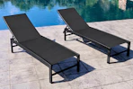 Lifestyle image of the Lowe's Crestlive Chaise Lounge Set set up by a pool