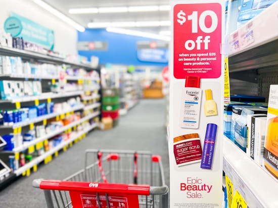 cvs epic beauty sale sign in a store aisle