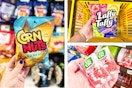 dollar general corn nuts, laffy taffy, tic tac 3-photo collage