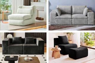 4 lifestyle photos of boneless furniture from Wayfair