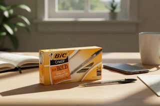 Bic pens on office desk