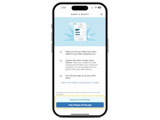 screenshot of how to submit a receipt for a rebate in the alexa app
