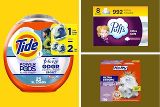 Household essentials: Tide, puffs, and hefty