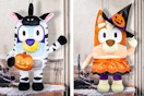 2 lifestyle images of Bluey Halloween Porch Greeters in home setting