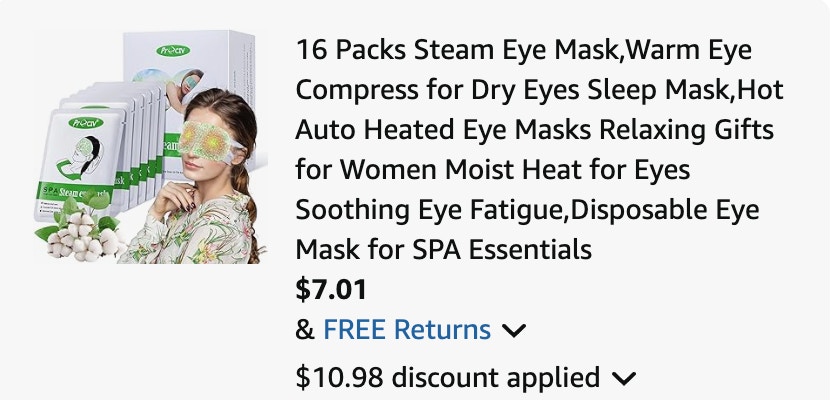 steam mask Amazon receipt