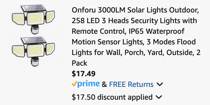 Onforu 3000LM Solar Light