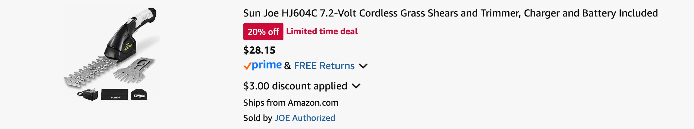 Amazon Sun Joe Cordless Hedge Trimmer 2025