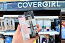 hand holding covergirl clean fresh lip balm and eyemakers pencils cvs